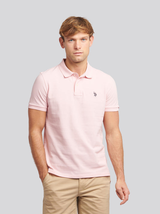 Mens Double Horsemen  Polo Shirt in Tickled Pink
