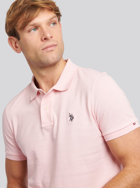 Mens Double Horsemen  Polo Shirt in Tickled Pink