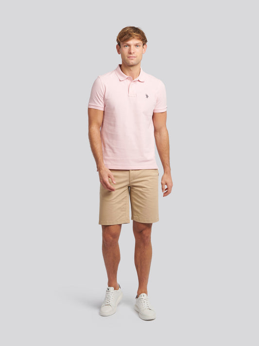 Mens Double Horsemen  Polo Shirt in Tickled Pink
