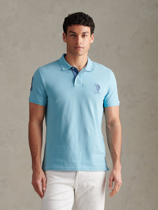 Mens Player 3 Pique Polo Shirt Air Blue