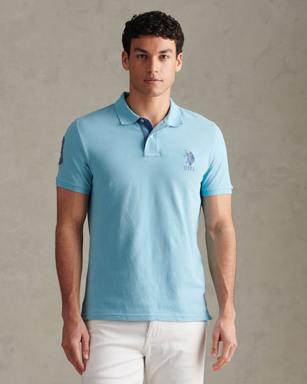 Mens Player 3 Pique Polo Shirt Air Blue