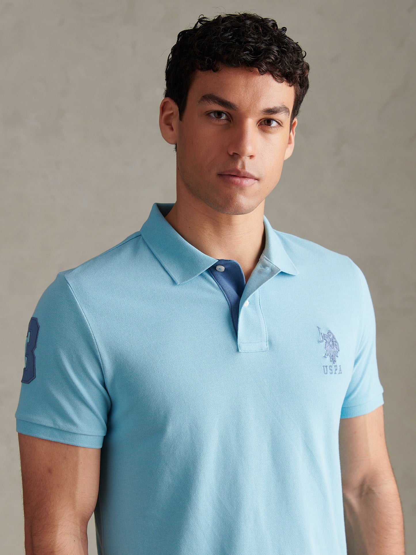 Mens Player 3 Pique Polo Shirt Air Blue