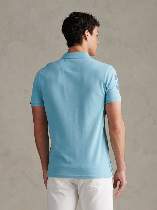 Mens Player 3 Pique Polo Shirt Air Blue