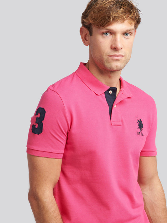 Mens Player 3 Pique Polo Shirt w malinowym sorbecie