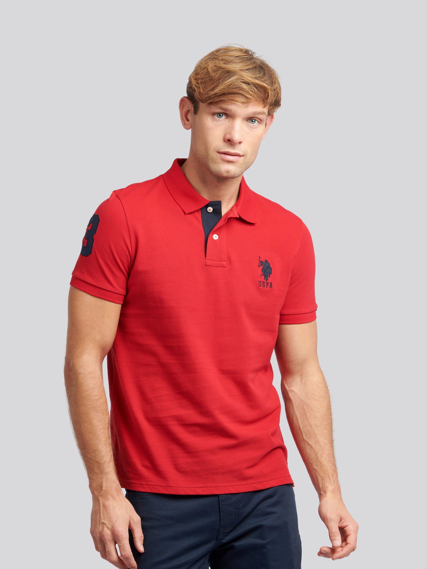 Mens Player 3 Pique Polo Shirt in Haute Red