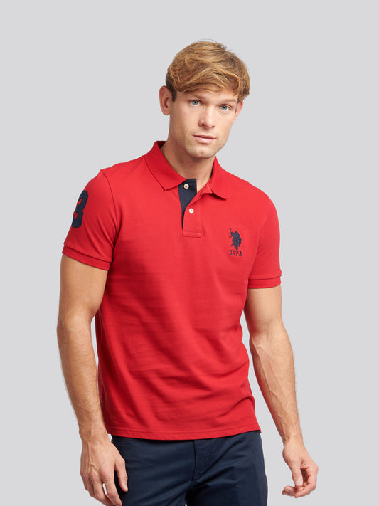 Mens Player 3 Pique Polo Shirt in Haute Red