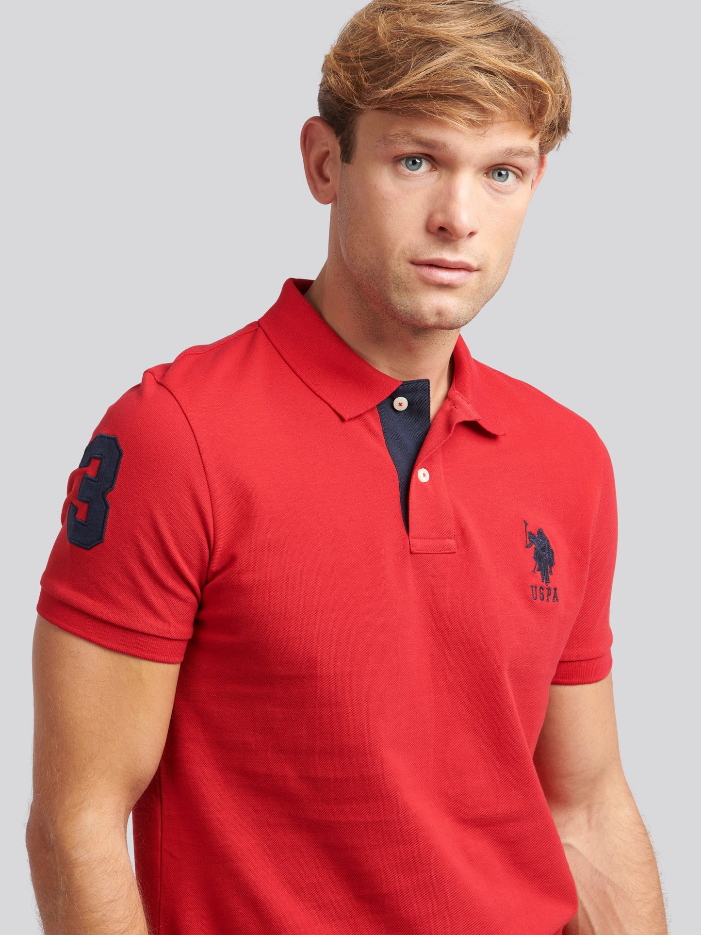Mens Player 3 Pique Polo Shirt in Haute Red
