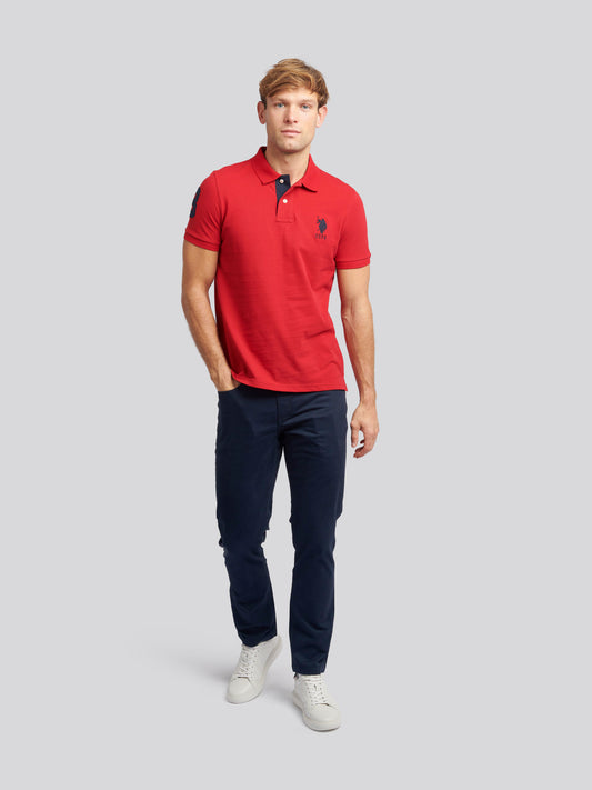 Mens Player 3 Pique Polo Shirt in Haute Red