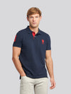Mens Player 3 Pique Polo Shirt w ciemnym szafirowym granatowym/haute Red Dhm
