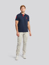 Mens Player 3 Pique Polo Shirt w ciemnym szafirowym granatowym/haute Red Dhm