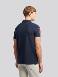 Mens Player 3 Pique Polo Shirt w ciemnym szafirowym granatowym/haute Red Dhm