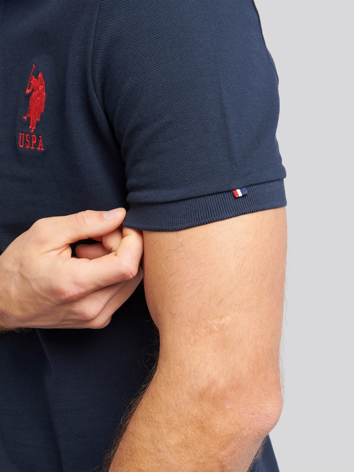 Mens Player 3 Pique Polo Shirt w ciemnym szafirowym granatowym/haute Red Dhm
