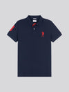 Mens Player 3 Pique Polo Shirt w ciemnym szafirowym granatowym/haute Red Dhm