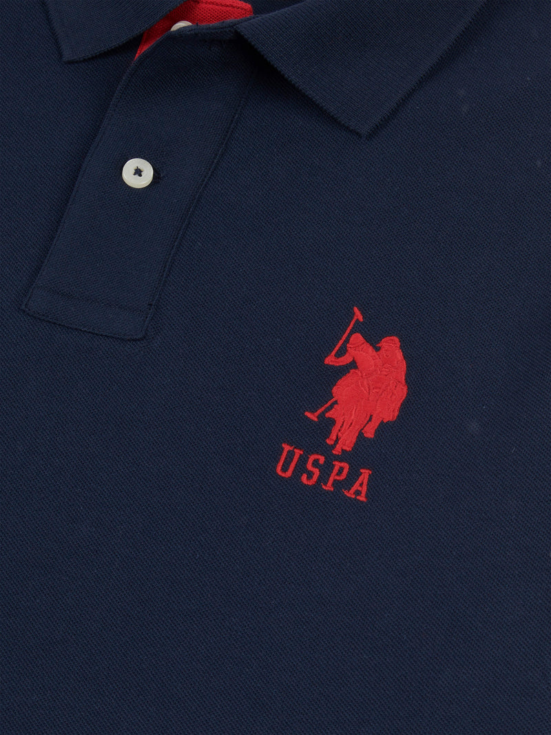 Mens Player 3 Pique Polo Shirt w ciemnym szafirowym granatowym/haute Red Dhm
