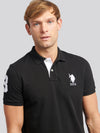 Mens Player 3 Pique Polo Shirt w czarnym jasnym białym DHM