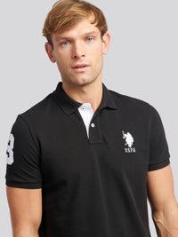 Mens Player 3 Pique Polo Shirt w czarnym jasnym białym DHM