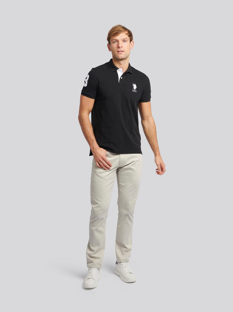 Mens Player 3 Pique Polo Shirt w czarnym jasnym białym DHM
