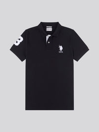 Mens Player 3 Pique Polo Shirt w czarnym jasnym białym DHM