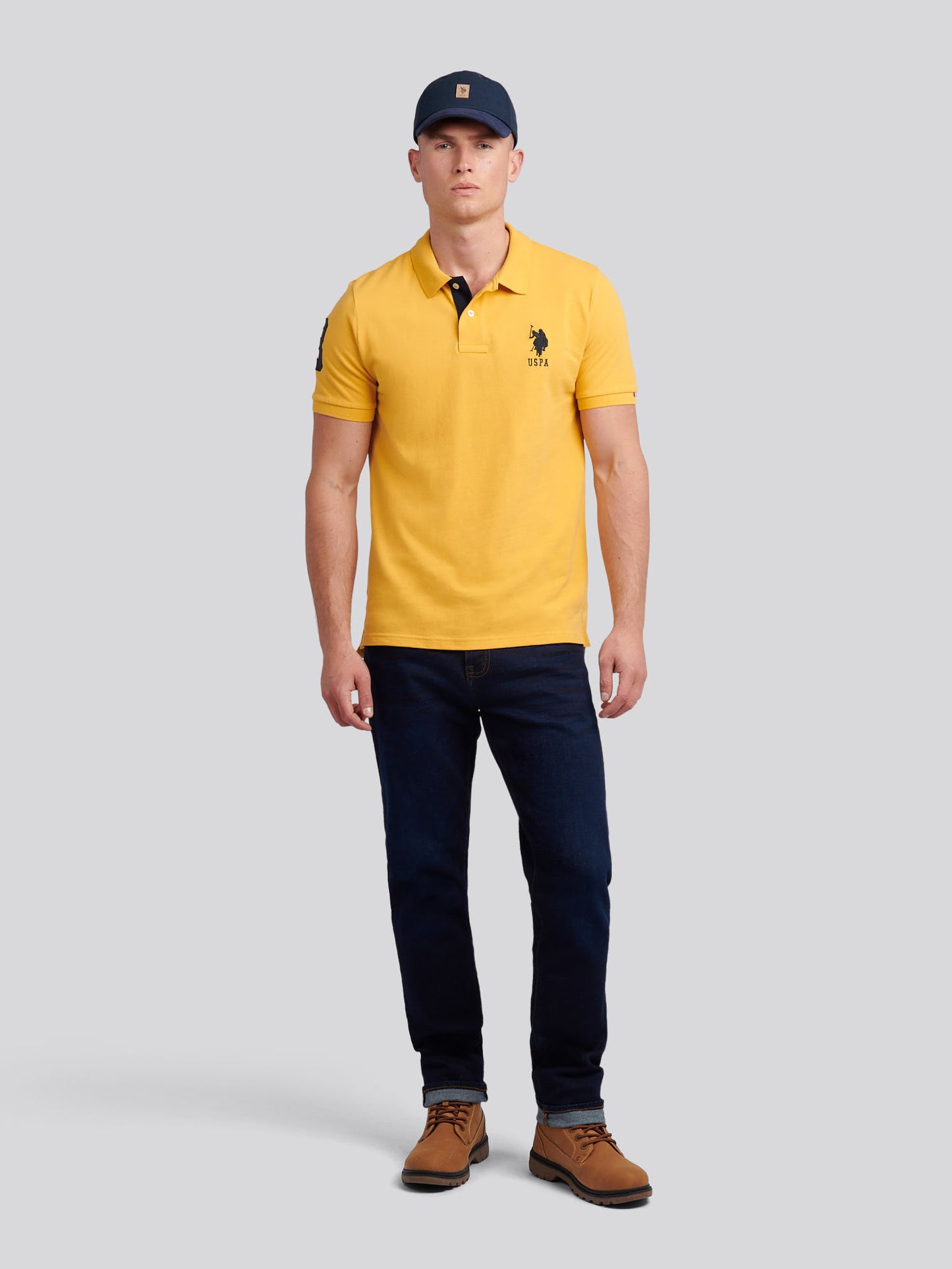 Mens Player 3 Pique Polo Shirt w Złotej Moreli