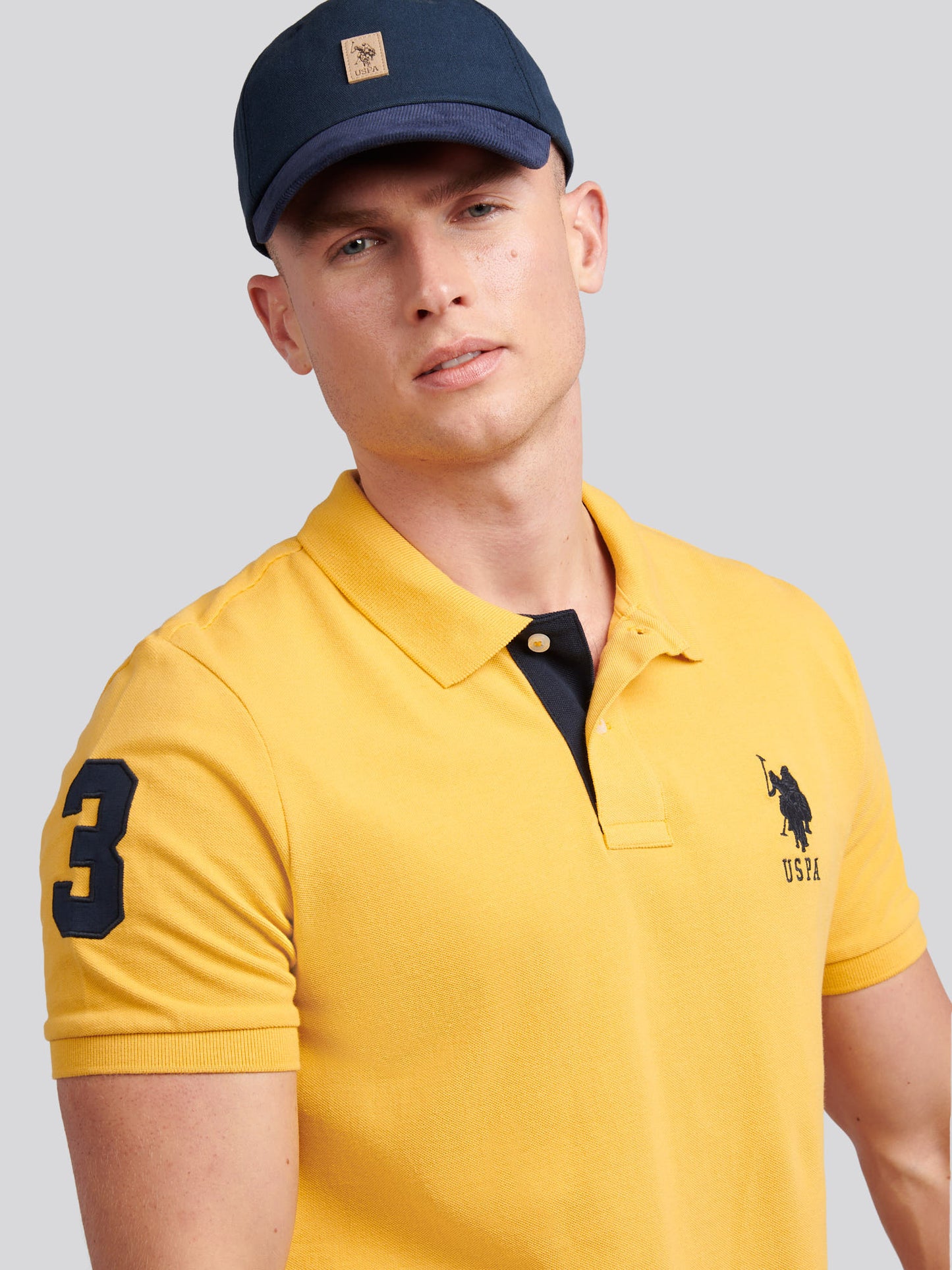 Mens Player 3 Pique Polo Shirt w Złotej Moreli