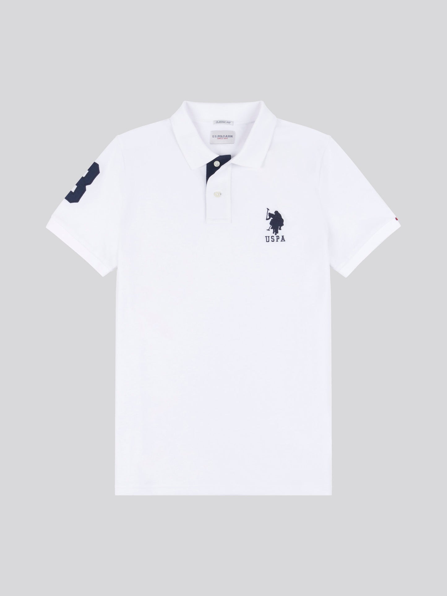 Mens Player 3 Pique Polo Shirt w białym/ciemnym szafirowym granatowym DHM