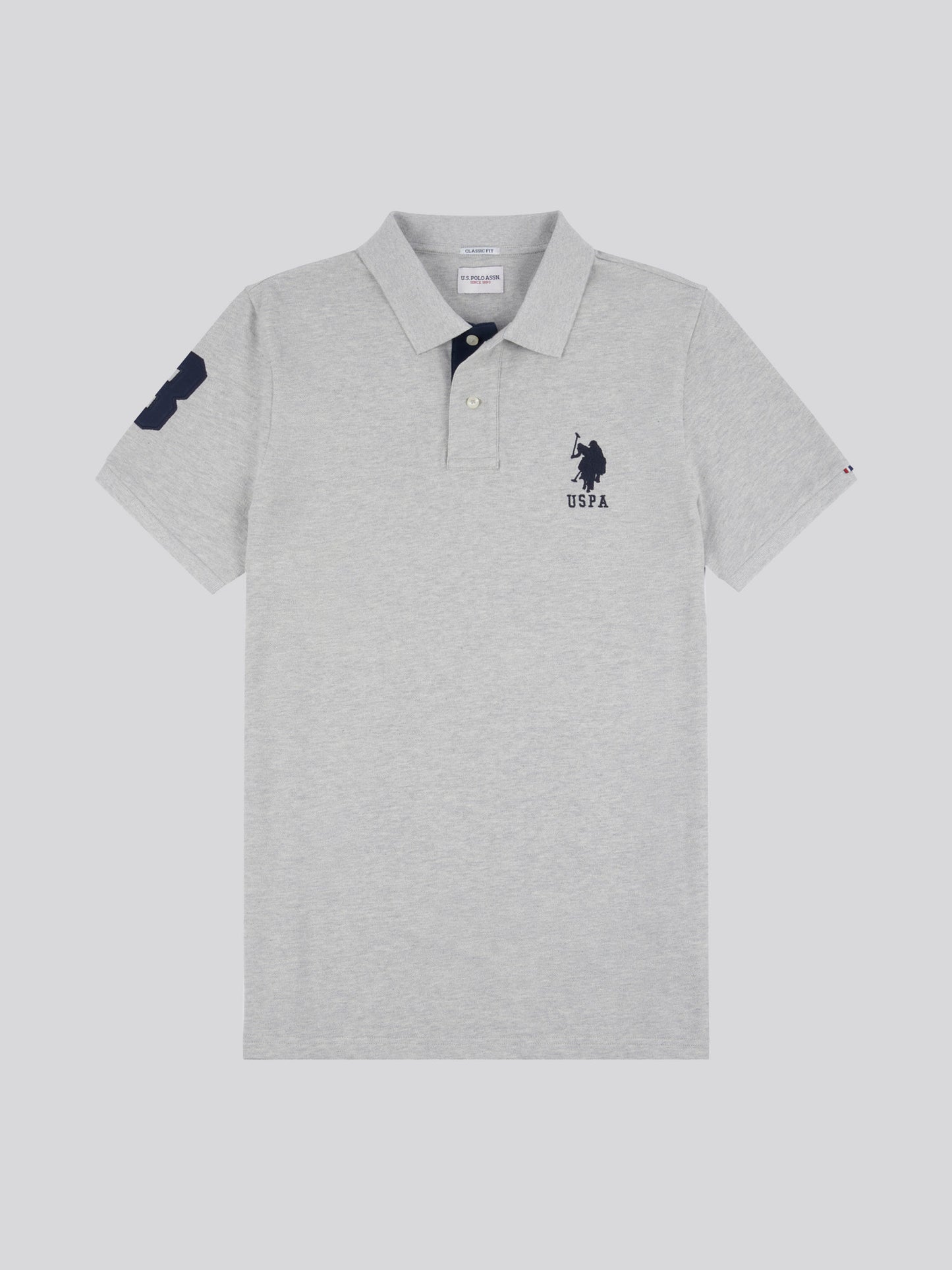 Mens Player 3 Pique Polo Shirt w środkowej szarej margle