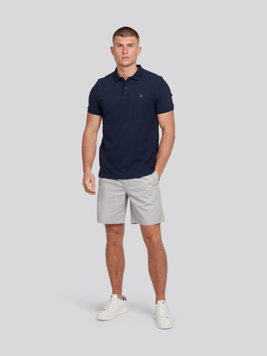 Tekstura męska Terry Polo Shirt w ciemnym szafirowym granatowym/księżycowym światło niebieskim dhm