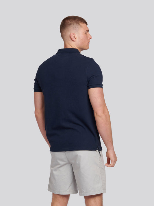 Tekstura męska Terry Polo Shirt w ciemnym szafirowym granatowym/księżycowym światło niebieskim dhm