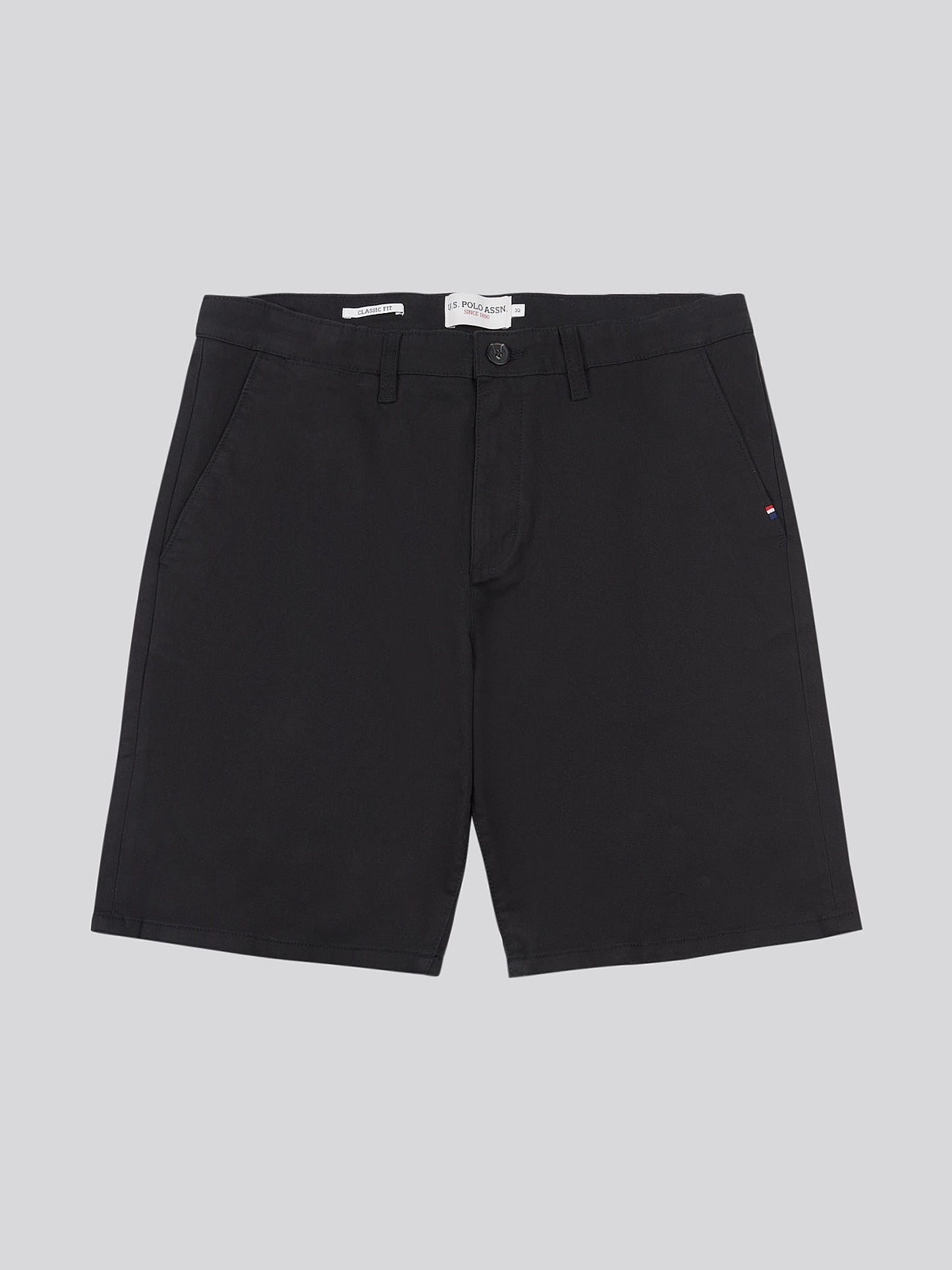 Mens Classic Chinos Shorts Black Bright White DHM