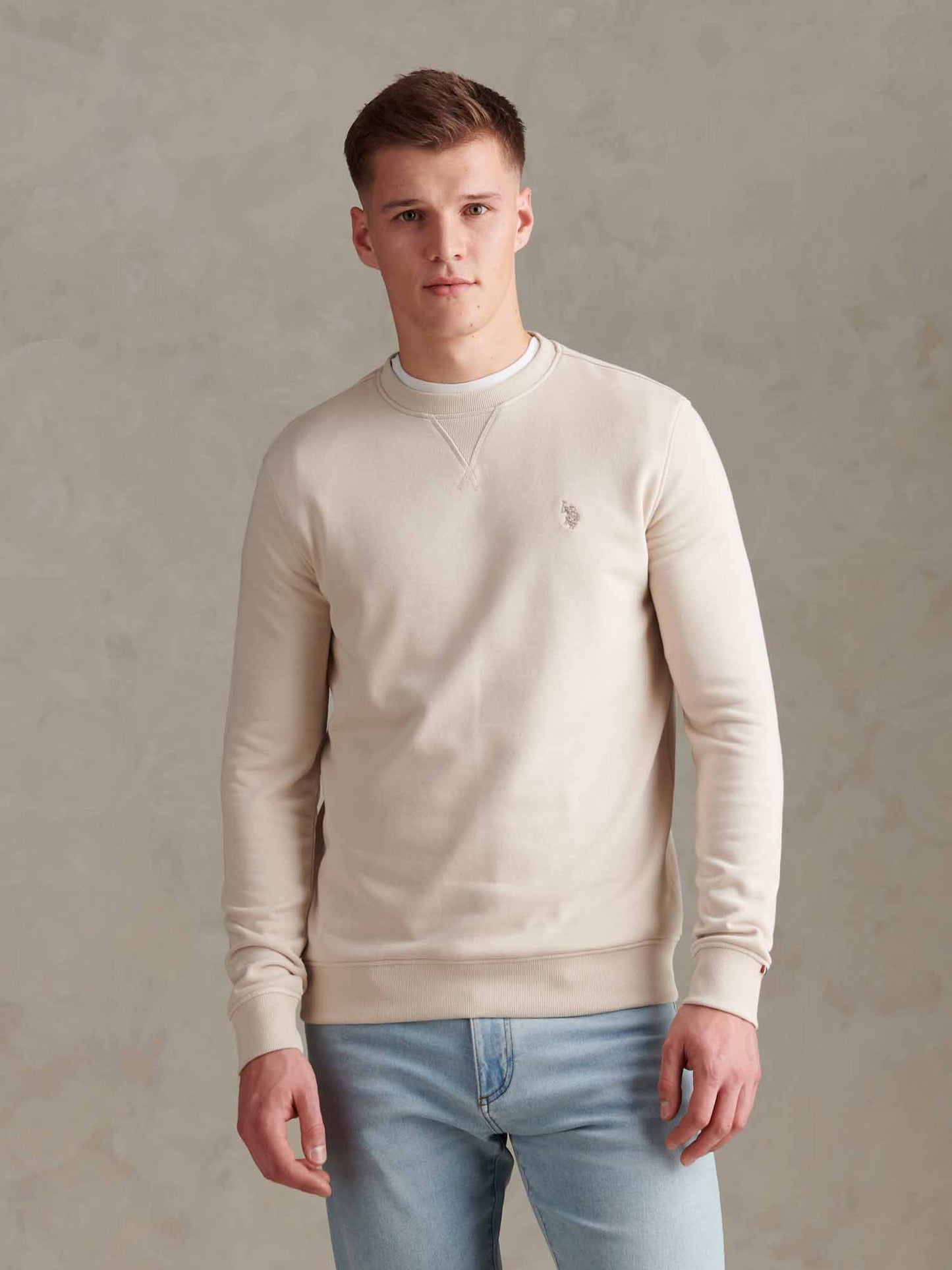 Mens Double Horsemen Sweatshirt Beige
