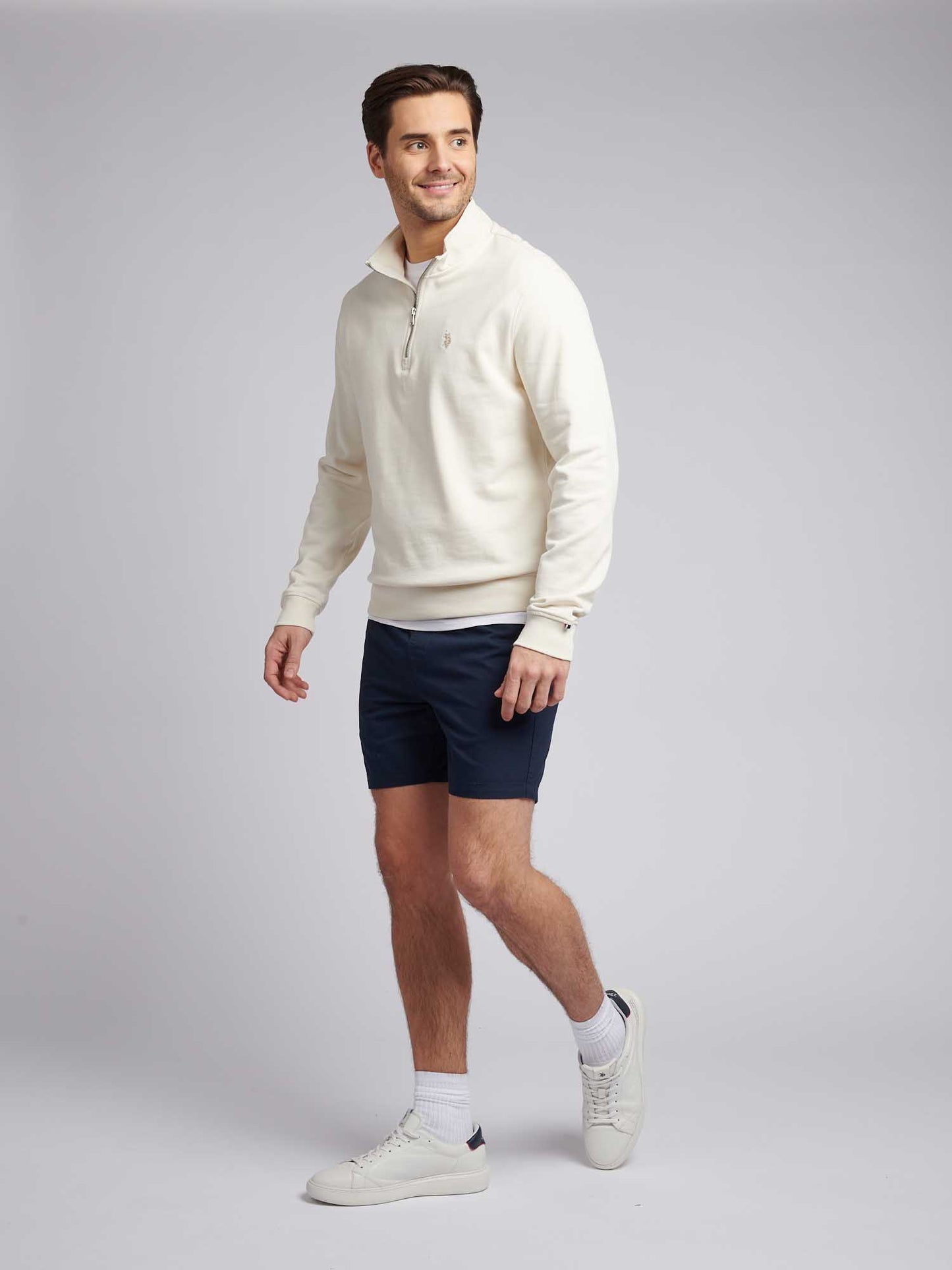 Męskie bluza z suwakiem 1/4 w Whisper White