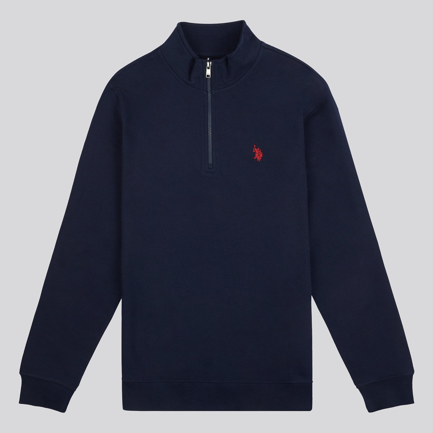 Męskie 1/4 bluza z suwakiem w ciemnym szafirowym granatowym/haute czerwonym DHM
