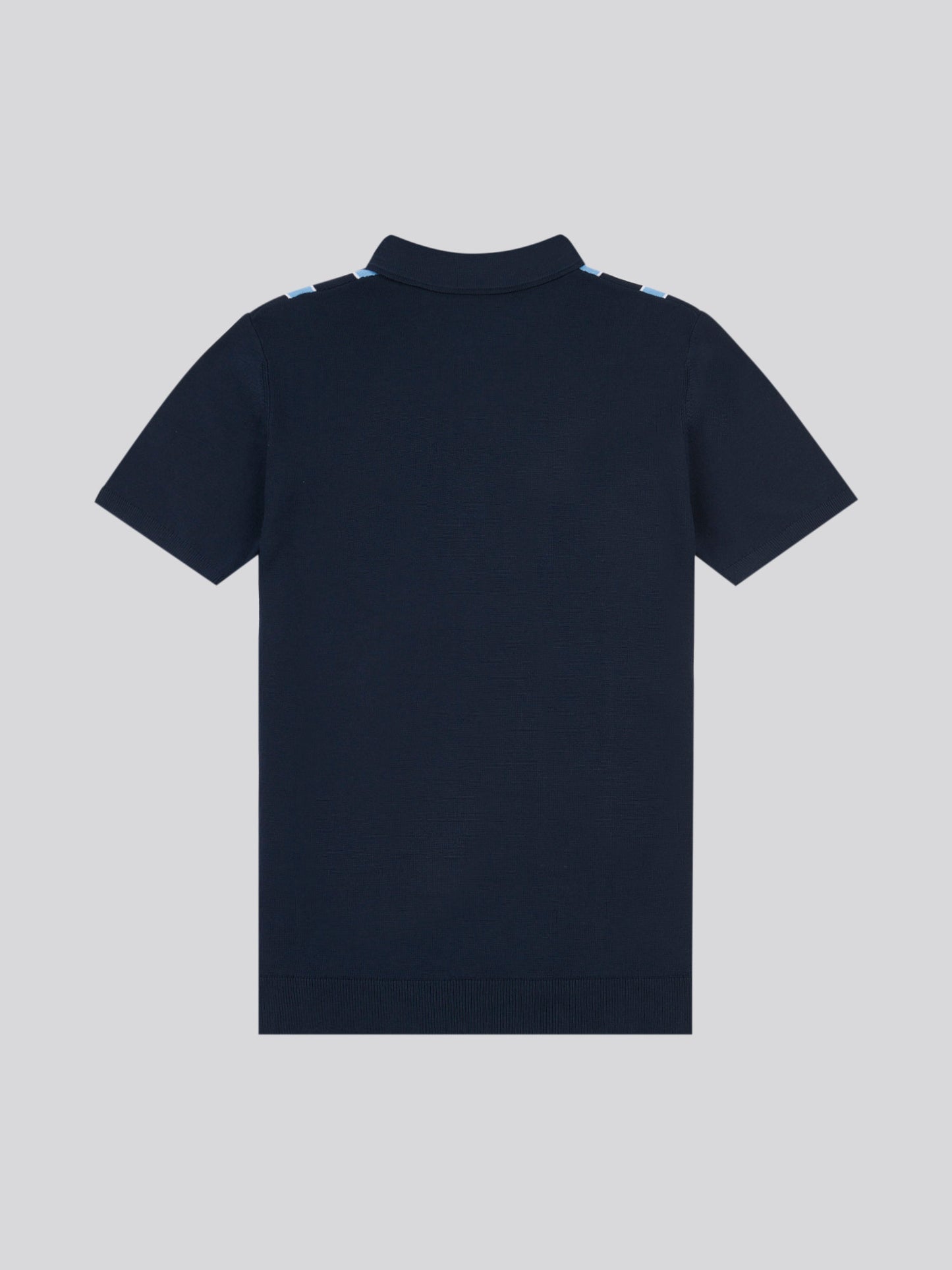 Mens Vertical Stripe Knit Polo Shirt in Dark Sapphire Navy