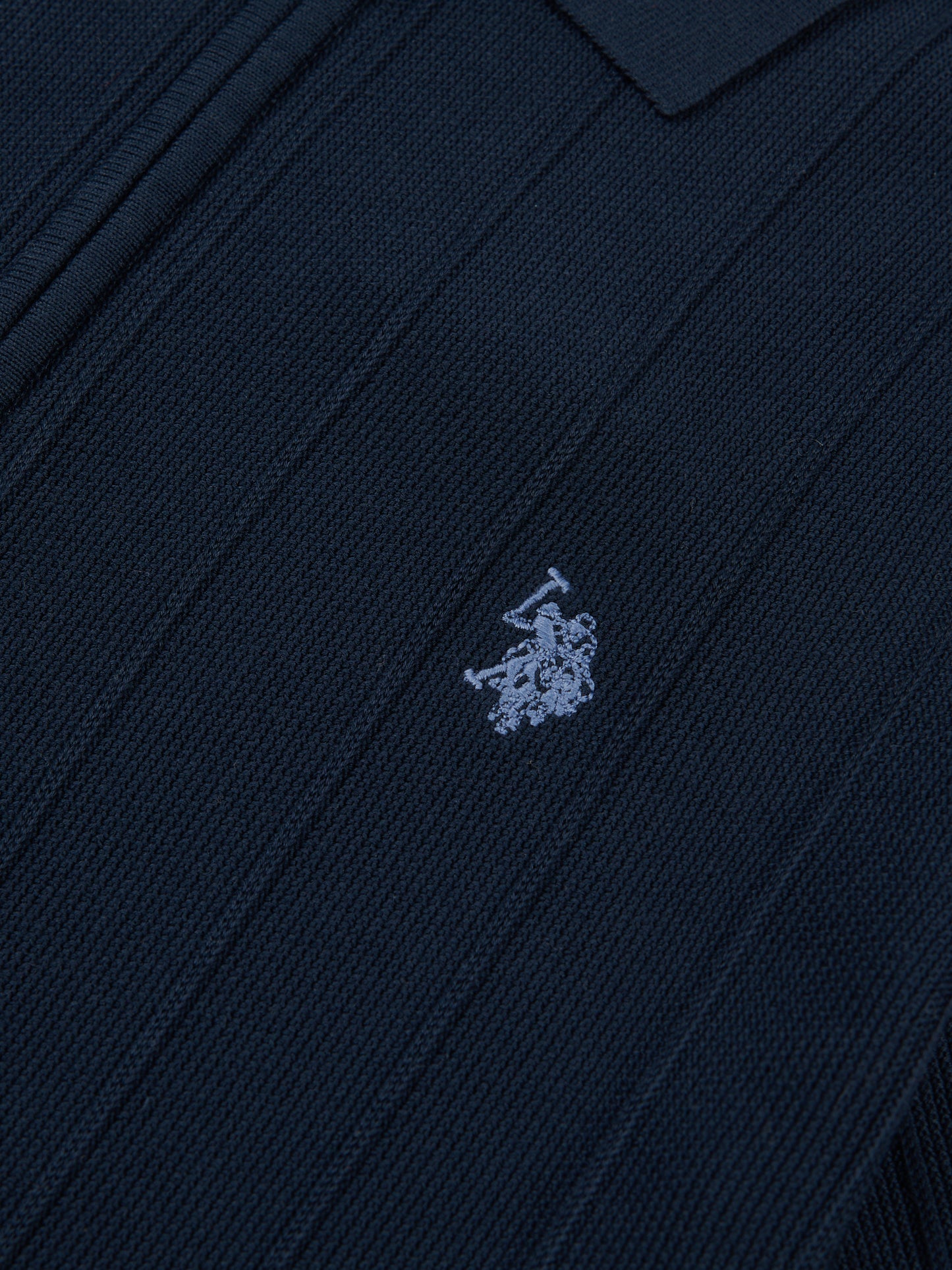 Mens Zip Knit  Polo Shirt Dark Sapphire Navy / Moonlight Blue DHM