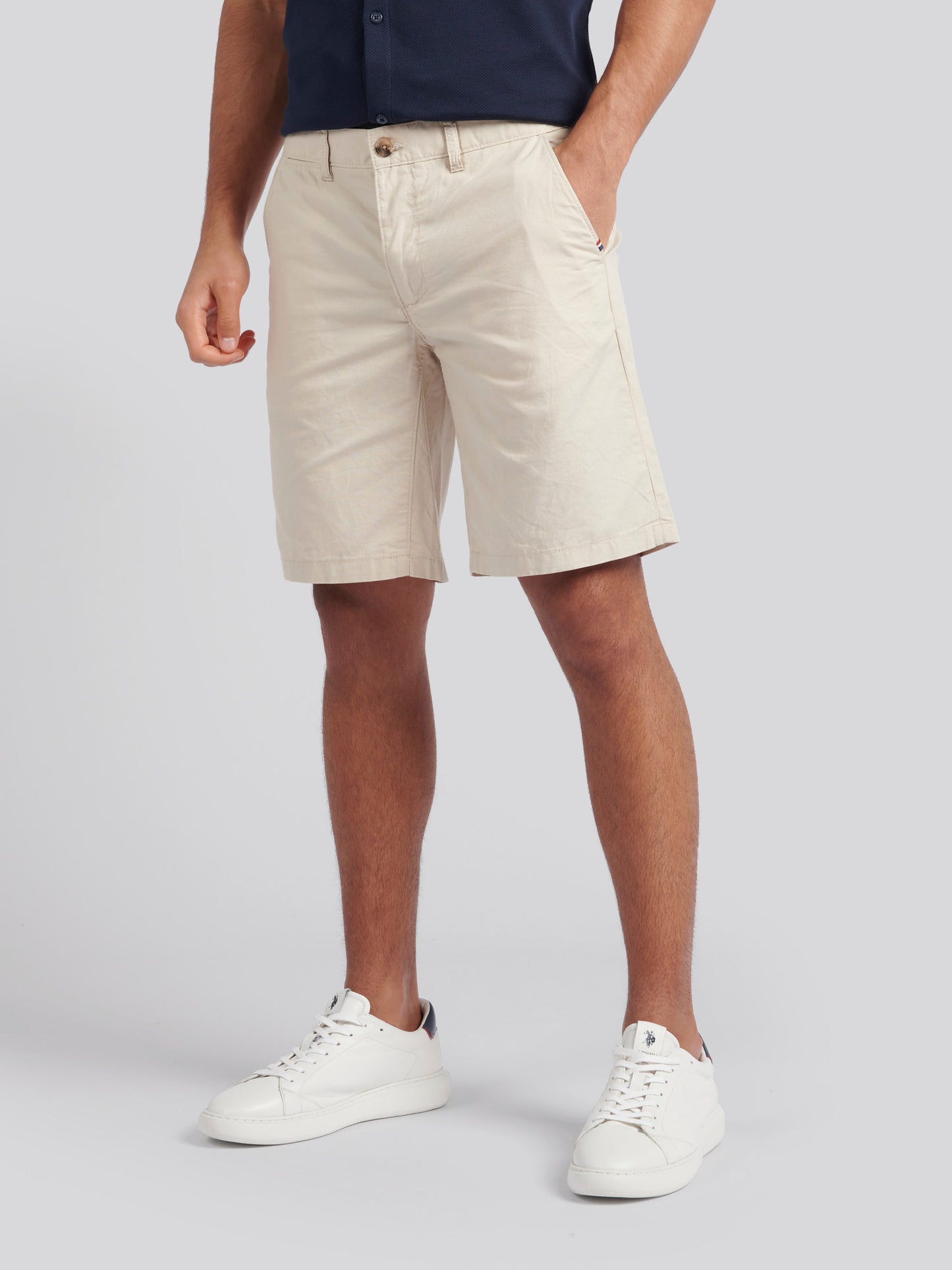Mens Linen Blend Chino Shorts w dębu francuskim