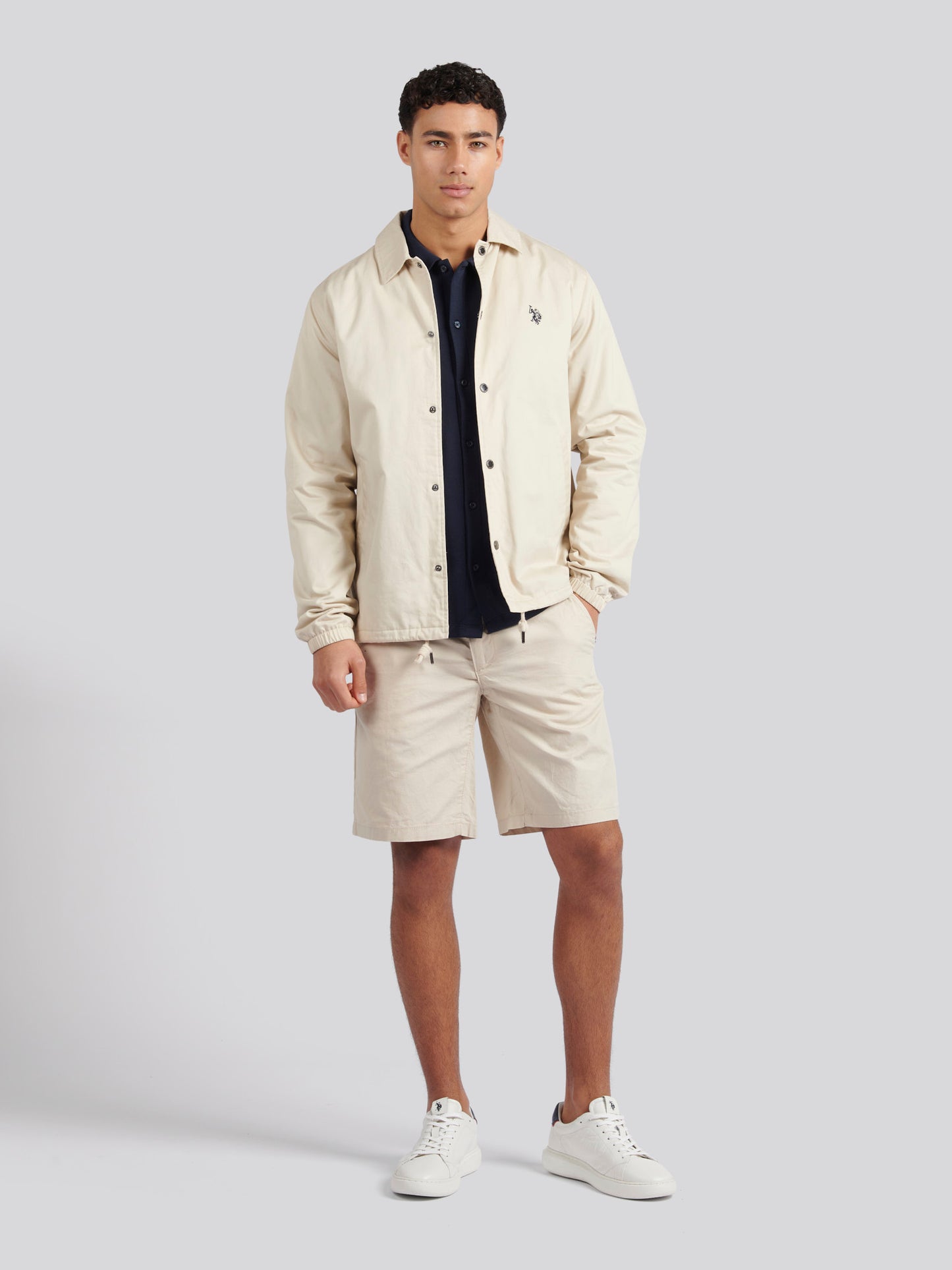 Mens Linen Blend Chino Shorts w dębu francuskim