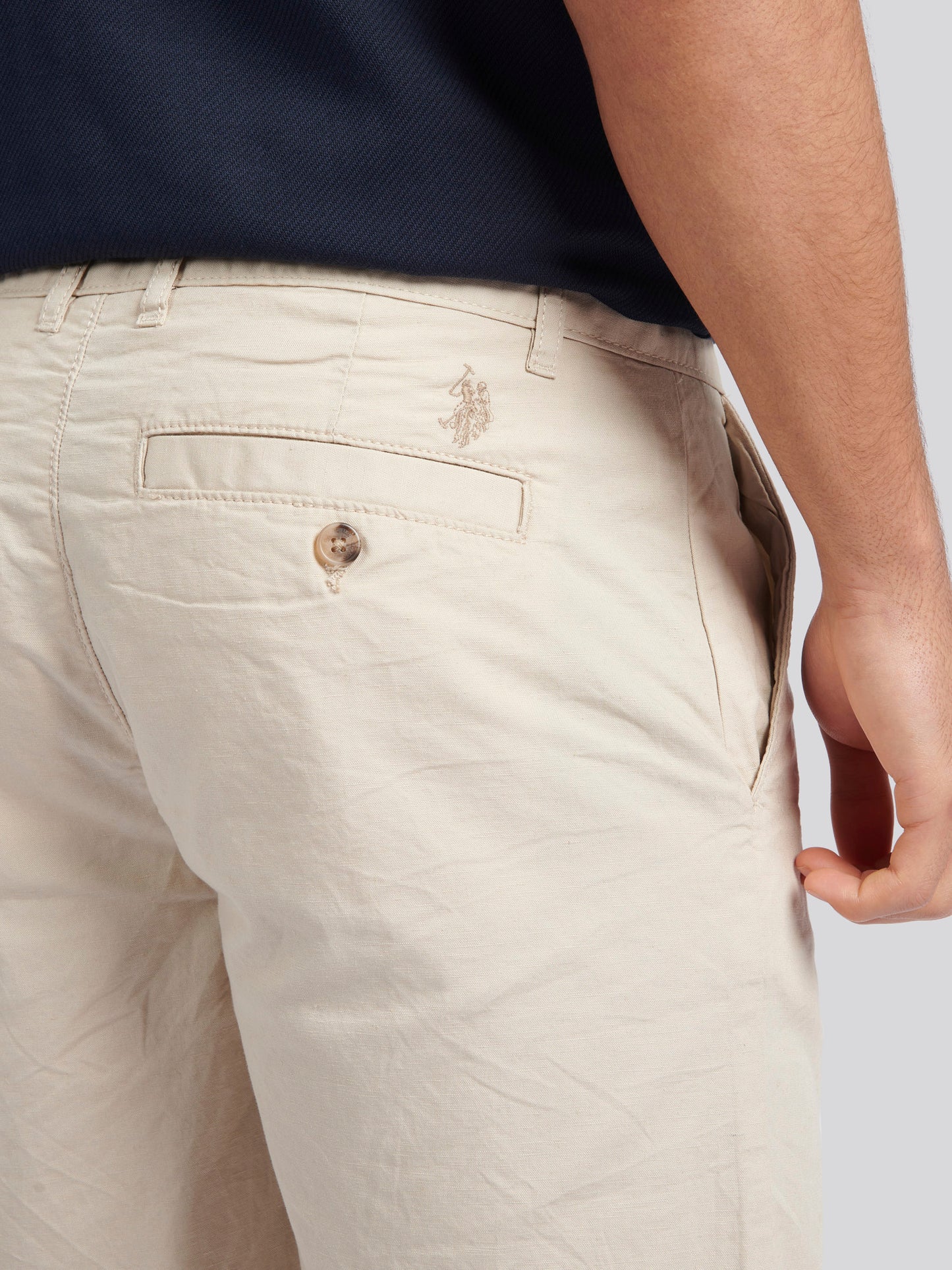 Mens Linen Blend Chino Shorts w dębu francuskim