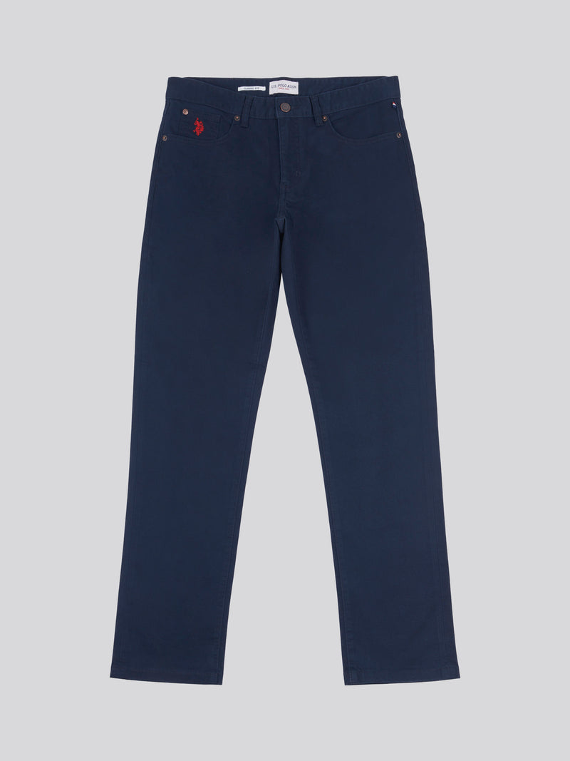 Mens Core 5 Pocket Trousers in Dark Sapphire Navy / Haute Red DHM
