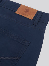Mens Core 5 Pocket Trousers in Dark Sapphire Navy / Haute Red DHM