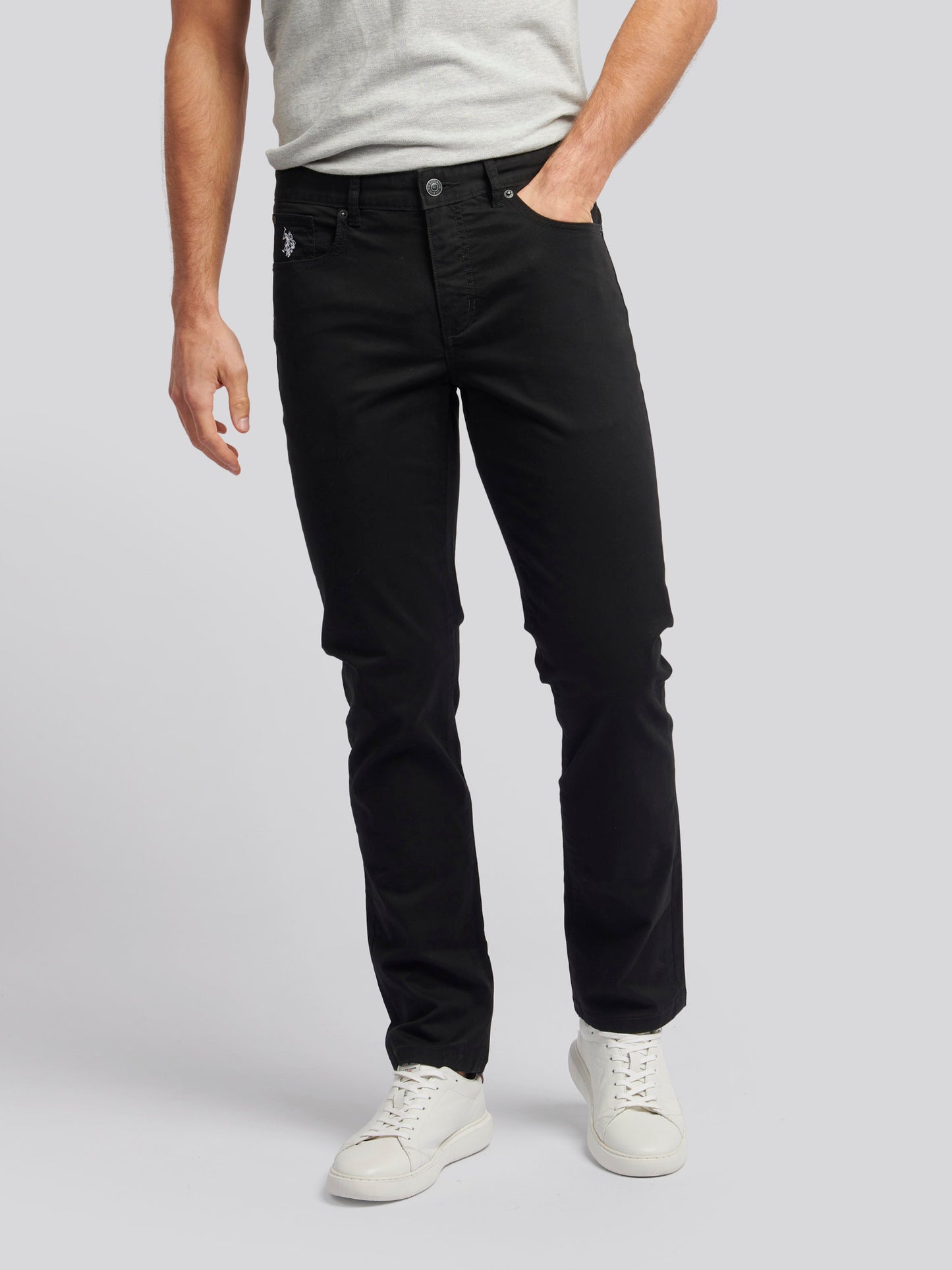 Mens Core 5 Pocket Trouser in Black Bright White DHM