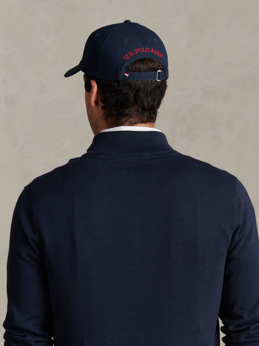 MENS MAY Casual Cap in Dark Sapphire Navy/Haute Red DHM