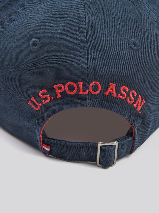 MENS MAY Casual Cap in Dark Sapphire Navy/Haute Red DHM