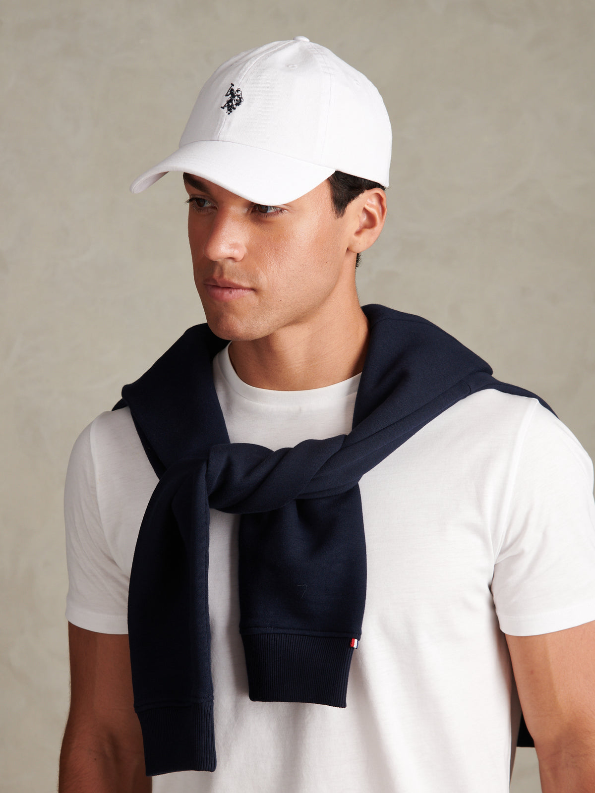 Mens Washed Casual Cap Bright White / Dark Sapphire DHM