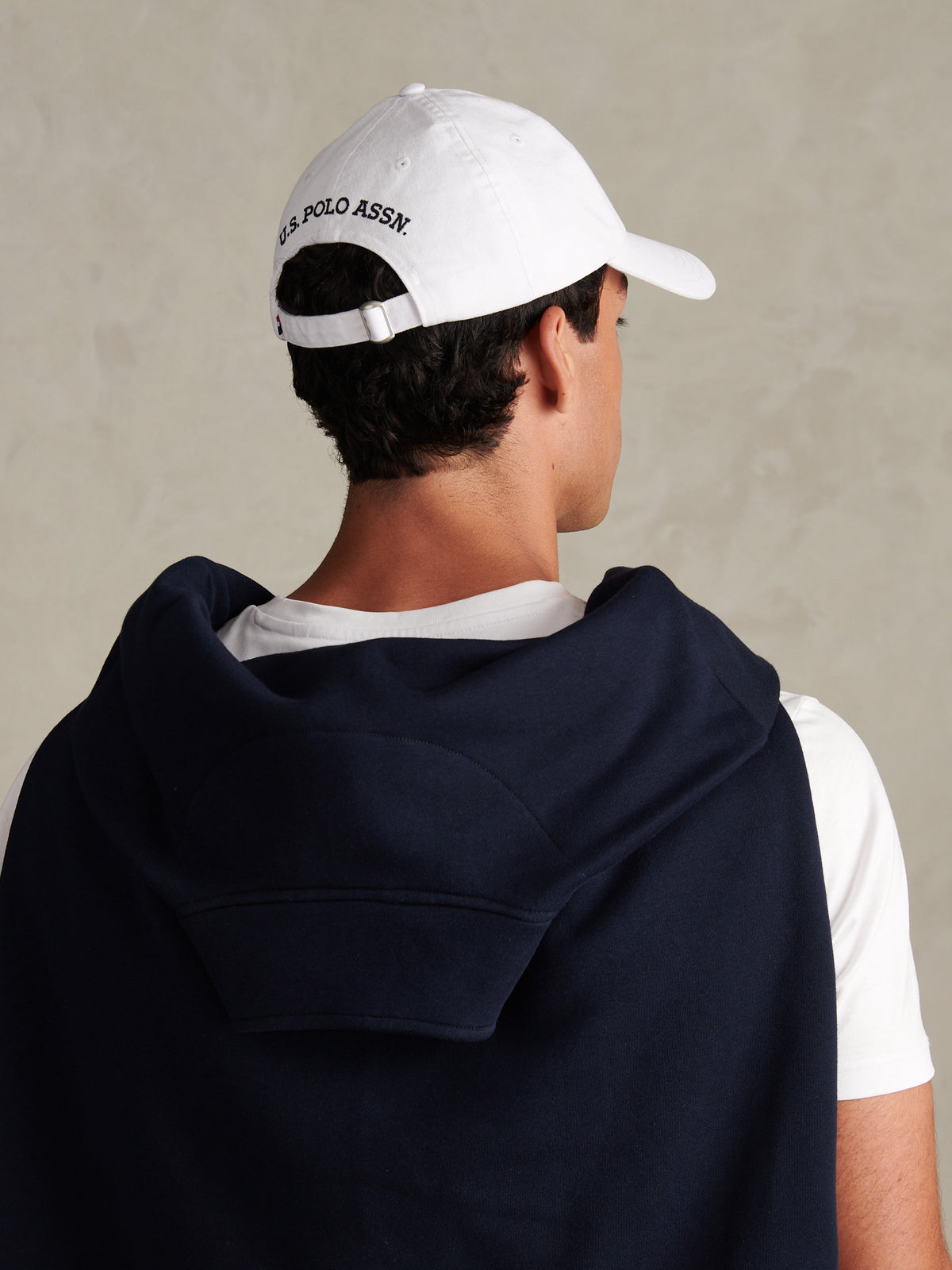 Mens Washed Casual Cap Bright White / Dark Sapphire DHM