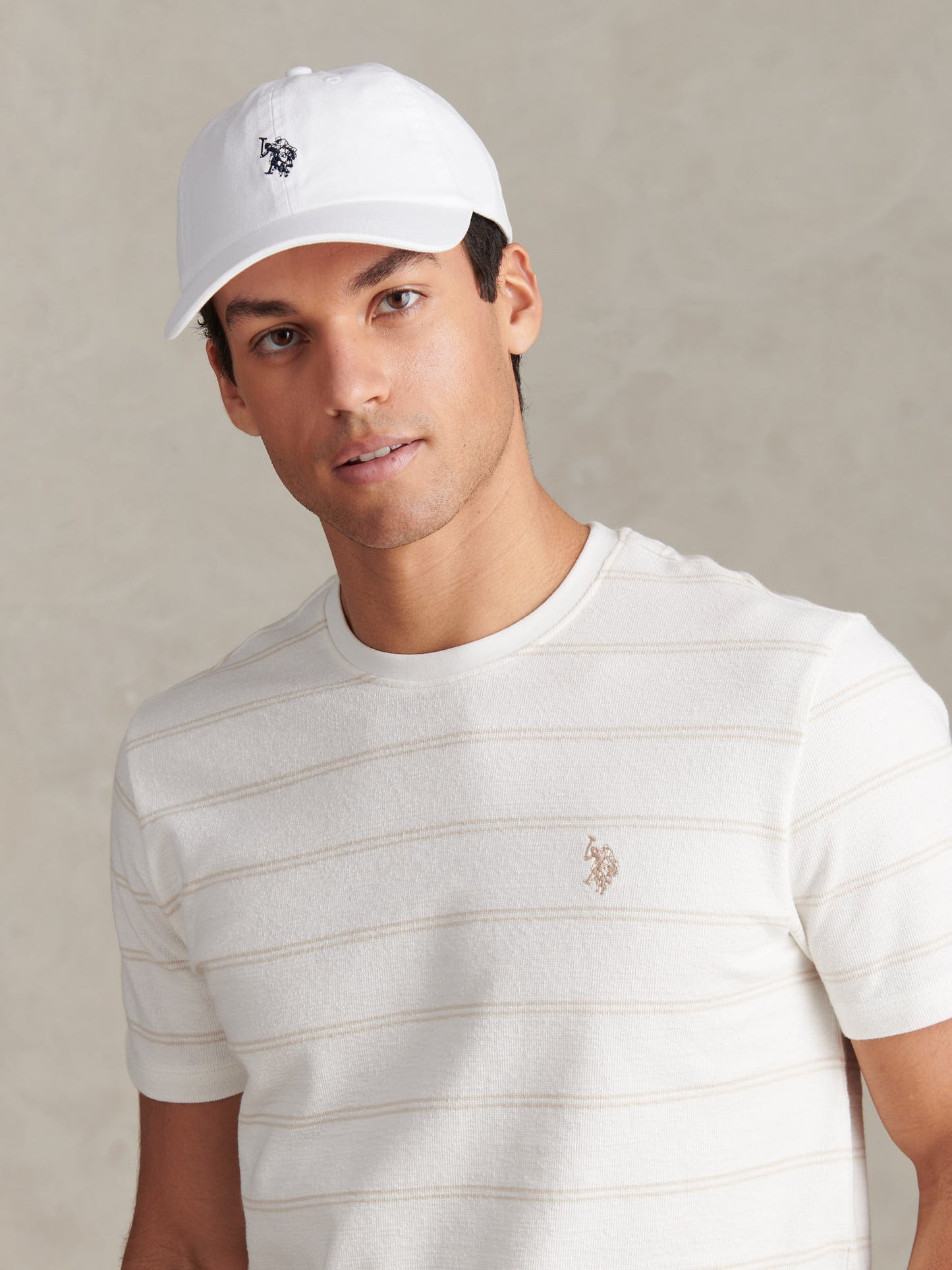 MENS MAY Casual Cap in White/Dark Sapphire granatowy DHM