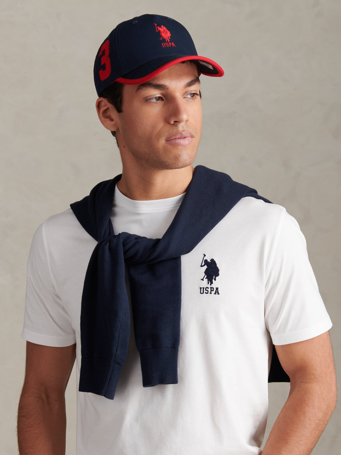 Mens Player 3 Baseball Cap in Dark Sapphire Navy/Haute Red DHM