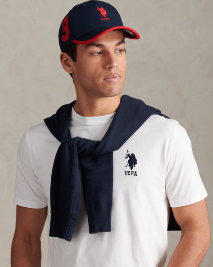 Mens Player 3 Baseball Cap in Dark Sapphire Navy/Haute Red DHM