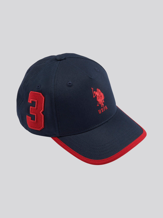 Mens Player 3 Baseball Cap in Dark Sapphire Navy/Haute Red DHM