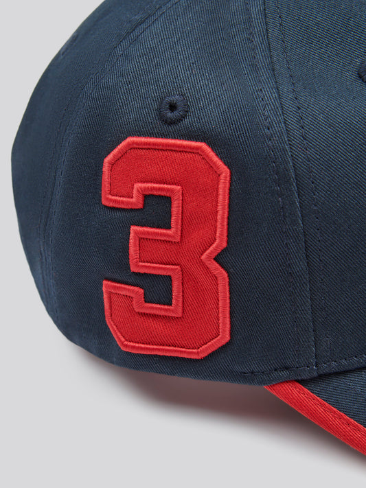 Mens Player 3 Baseball Cap in Dark Sapphire Navy/Haute Red DHM