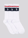 Męskie trzy paczki marki Stripe Sports Sports Socks w jasnej bieli
